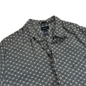 VTG Claiborne Button Up Shirt Mens XL Green 100% Silk Geometric Dad Core Vintage